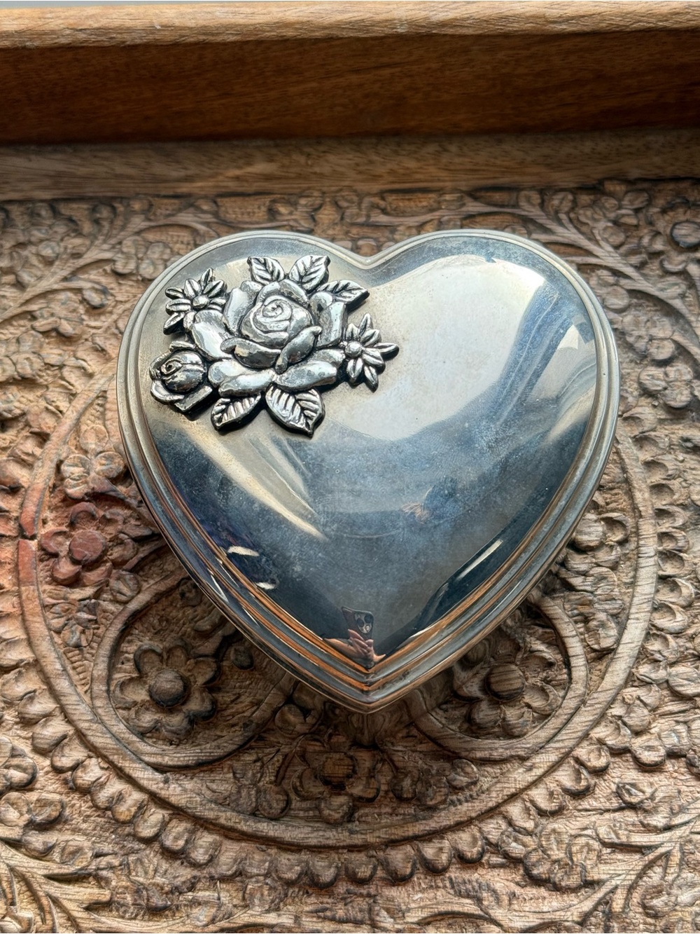 Silvertone Jewelry trinket box